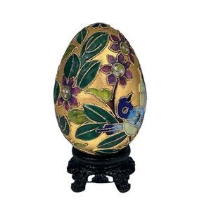 Vintage Golden Treasure's Collection Ganz Cloisonne Art Bird Egg
